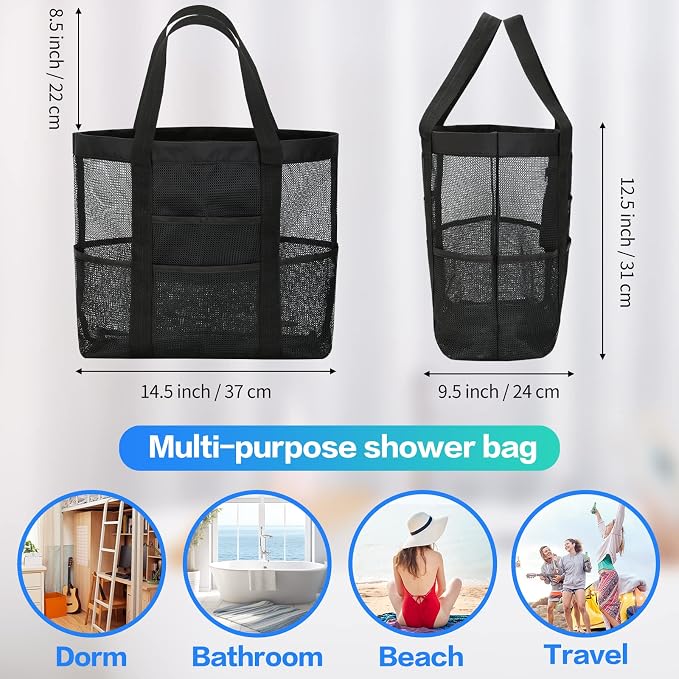 HAOGUAGUA Large Mesh Bathroom Shower Caddy, Mesh Beach Pool Bag, Portable - Image 2