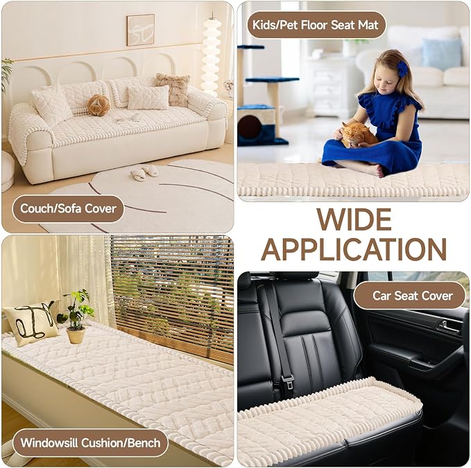 OTOB Pet Couch Covers for 3 Cushion Couch Sofa, Washable & Non Slip Fuzzy Plush - Image 5