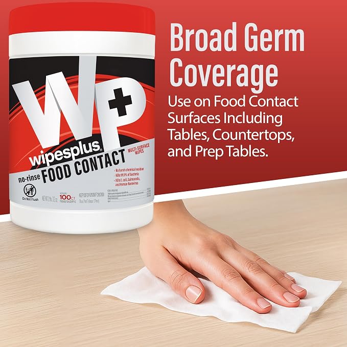 WIPESPLUS No-Rinse Food Contact Wipes Canister Multi-Surface Wipes, Unscented - Image 6