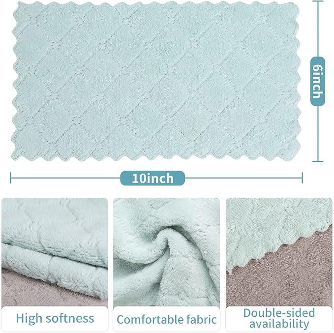 20Pcs Kitchen Cloth, Dish Towels, Super Absorbent Coral Fleece Dishtowels - Image 5