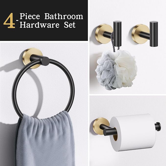 Lairuier Bathroom Hardware Set, 4-Piece Towel Holder Set Include Toilet Paper - Image 3
