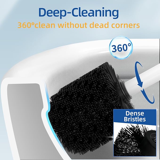 RUACQ Toilet Brush and Holder Set 2pcs, Square Toilet Bowl Brush - Image 6