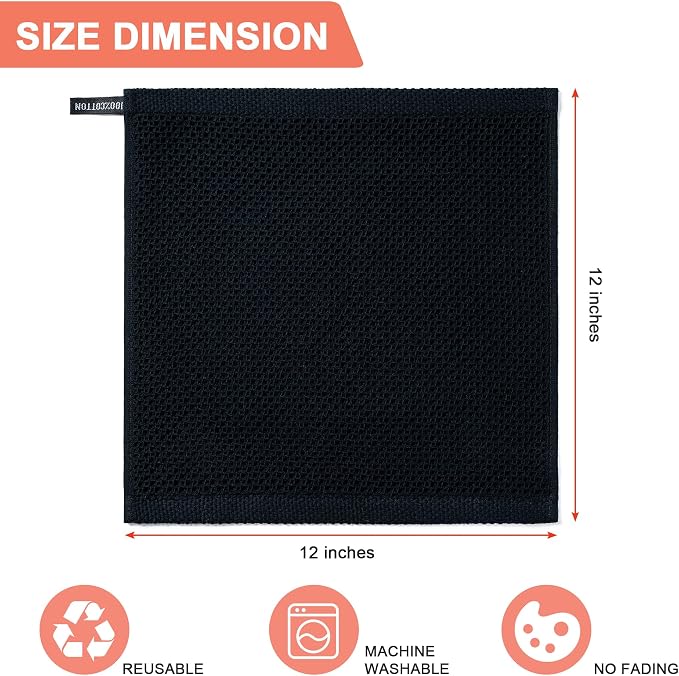 BOOMIBOO 6-Pack Kitchen Dish Cloths, 100% Cotton Waffle Weave, Ultra Soft - Image 2