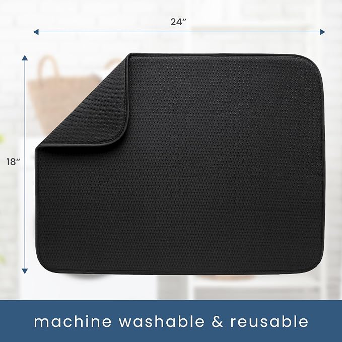 S&T INC. Dish Drying Mat XL, 18” x 24”, Absorbent Microfiber Kitchen Counter Mat - Image 7