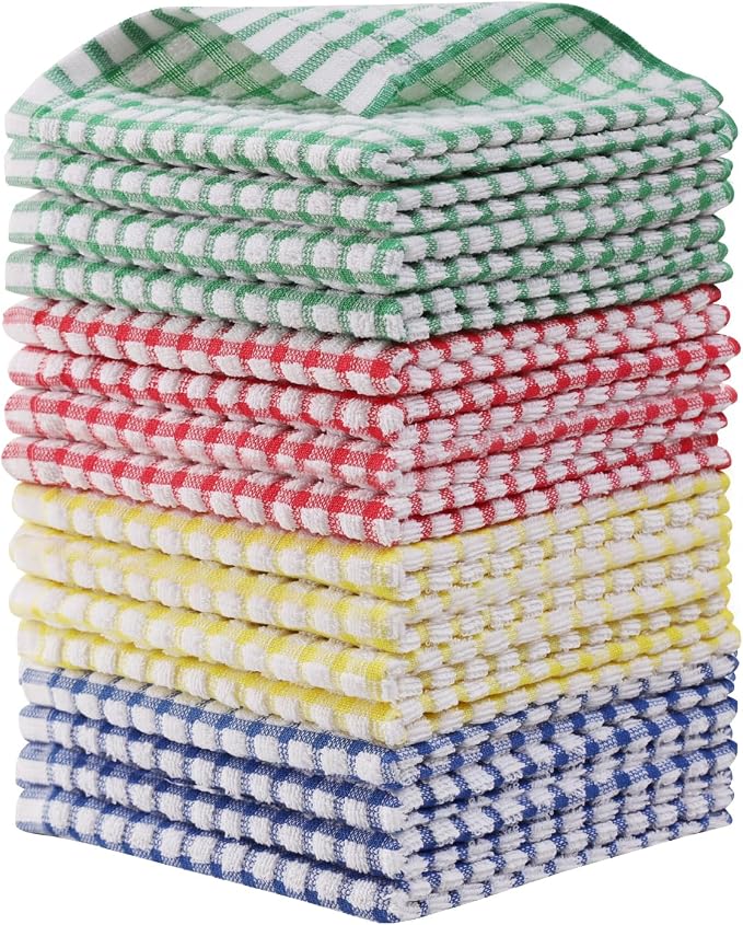Egles 16 Packs Kitchen Dishcloths 12x12 Inches 100% Cotton Kitchen Dish Cloths by Egles