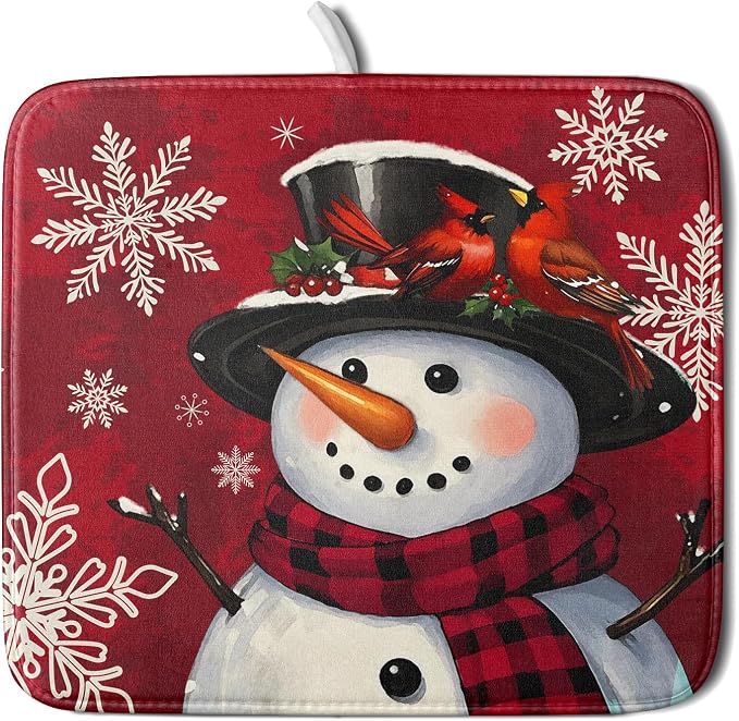 Christmas Snowman Dish Drying Mat by Aytipun