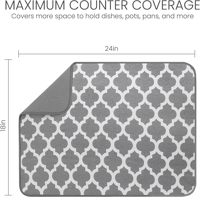 Bellemain XXL Dish Mat 24" x 17" Microfiber Dish Drying Mat, Super absorbent - Image 2
