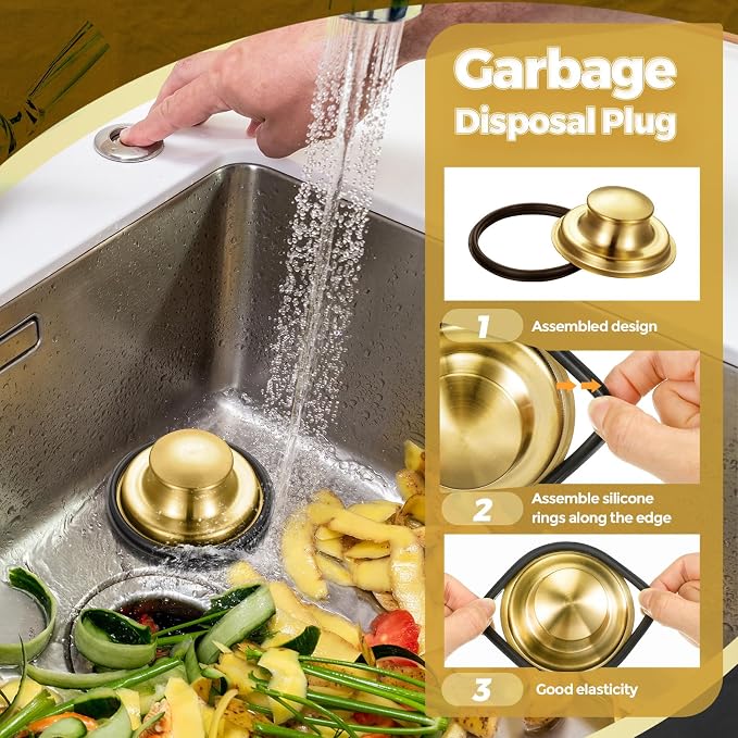 Mudder 3 Pcs Kitchen Sink Drain Strainer and Stopper Stainless Steel Garbage - Image 5