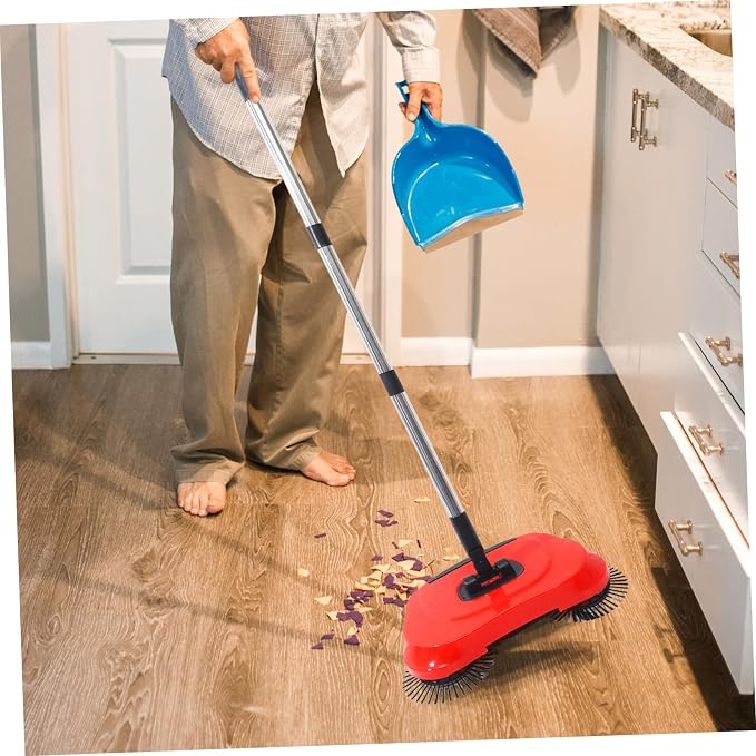 Multi-Function 3-in-1 Hand Push Sweeper Broom Dustpan Trash Bin Adjustable - Image 9