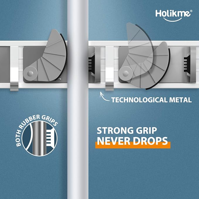 Holikme Mop Broom Holder Wall Mount Metal Pantry Organization and Storage - Image 3