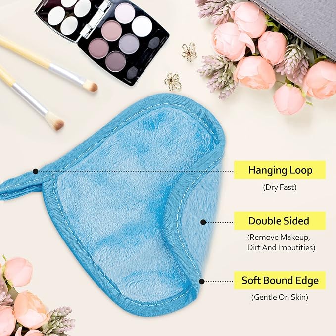 HOMEXCEL Makeup Remover Cloth 12 Count, Reusable Makeup Remover Pads, Washable - Image 2