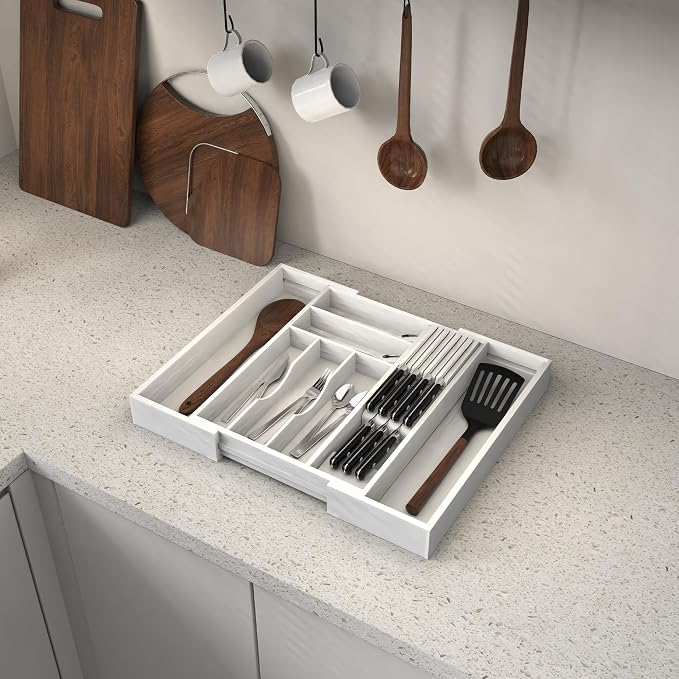 Bamboo Kitchen Drawer Organizer, Expandable Utensil Organizer - Image 7