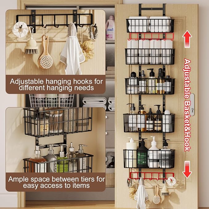 Adjustable Over the Door Organizer, Metal Hanging Door Organizer - Image 6