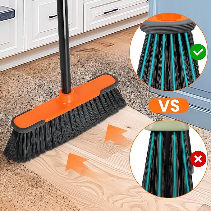 4 PK Soft Bristle Push Brooms for Sweeping Indoor/Outdoor Heavy Duty Commercial - Image 2