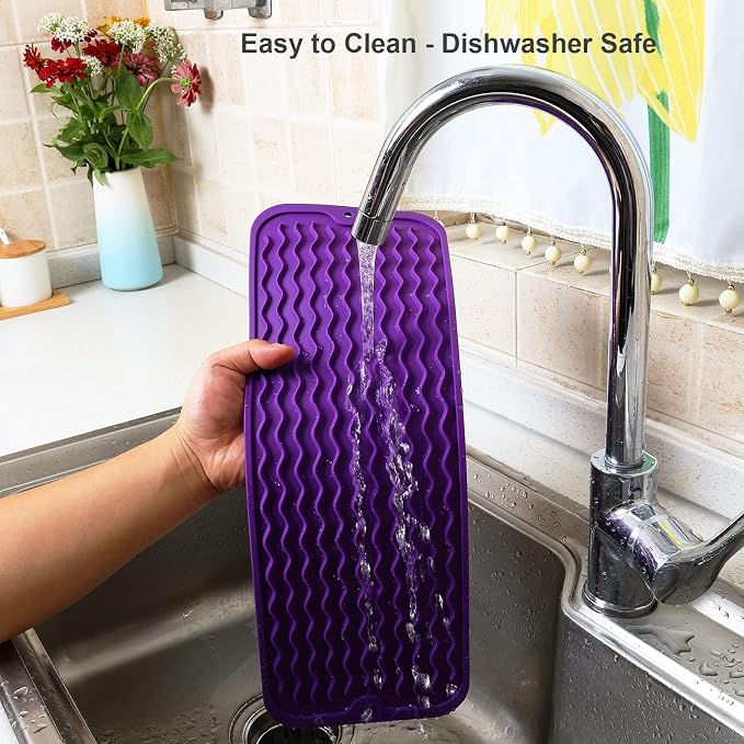 ZLR Silicone Dish Drying Mat for Kitchen Counter, Eco-Friendly Fast Dry Dish Mat - Image 4