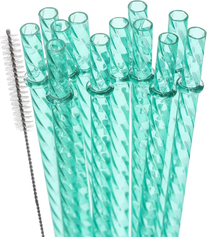 Dakoufish 12 Inch Reusable Clear Plastic Swirl Drinking Straws by Dakoufish