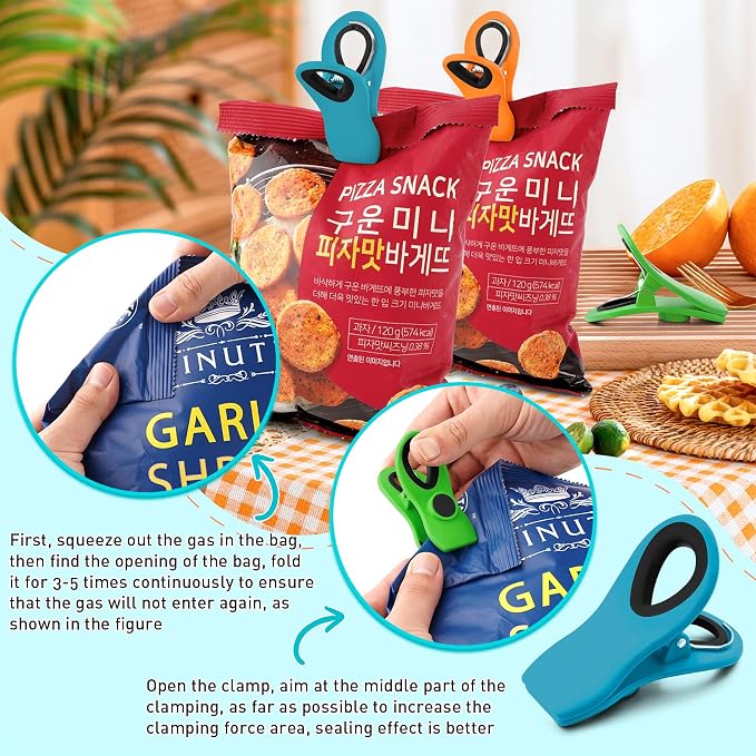 12 Pack Magnetic Chip Clips, Bread Clips Food Bag Clips - Image 4