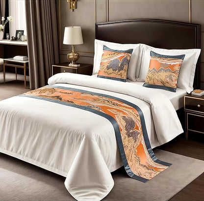 Bed Runner for Guest Room，Luxury Bed Runner，Wedding Bed Runner，Embroidered Bed Runner，Breathable Washable，Hotel Decor，Bed Decorations ，for Home Hotel Decorations(B,2 Pillowcase)