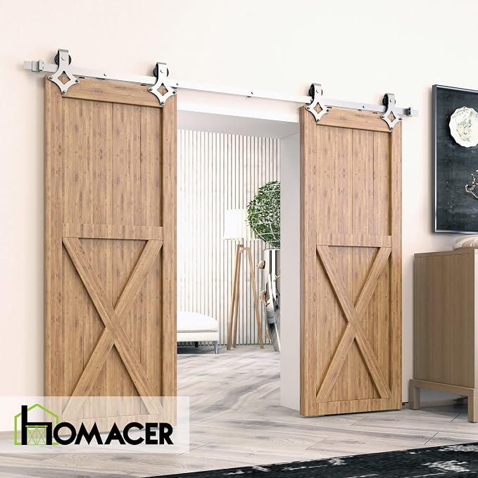 Homacer Brushed Nickel Non-Bypass Sliding Barn Door Hardware Kit, - Image 2