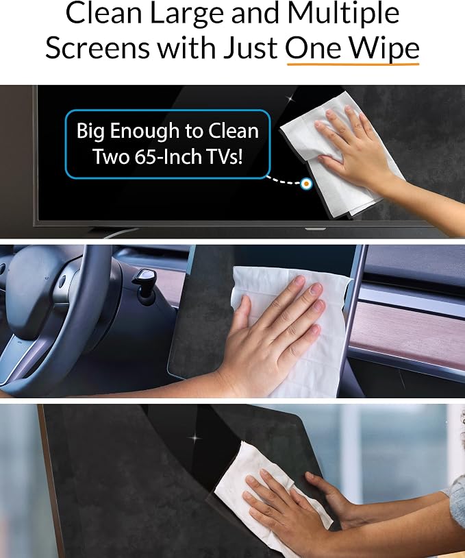 iCloth XL Screen Cleaning Wipes, Lint-Free and Streak-Free, Fast-Drying - Image 2