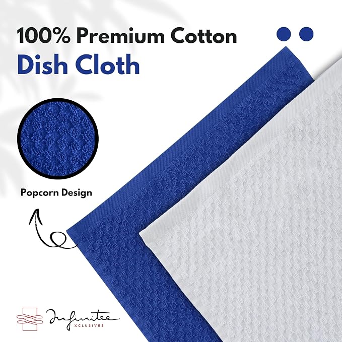Infinitee Xclusives Premium Dish Cloth 100% Cotton 12 x 12 Inches |Pack of 4| - Image 7