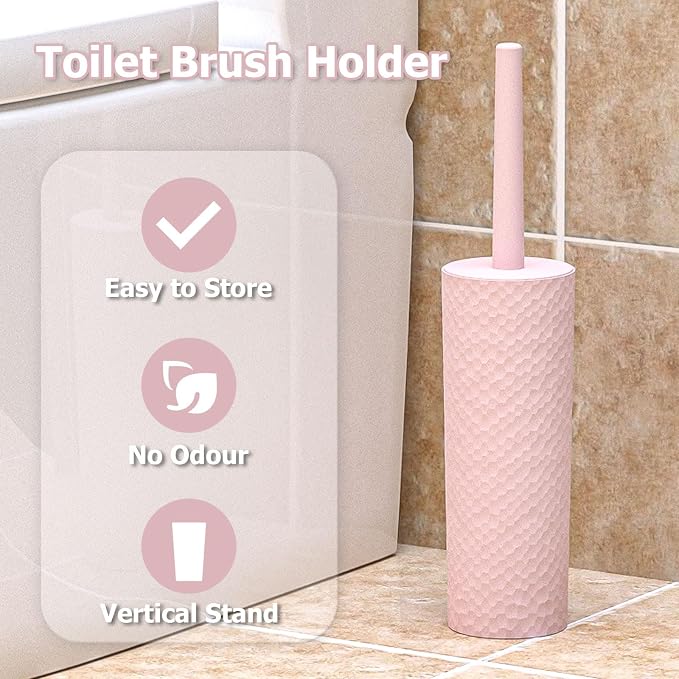 Topsky 2 Pack Compact Toilet Brush & Holder Set, Plastic Round Barrel Loo Brush - Image 2