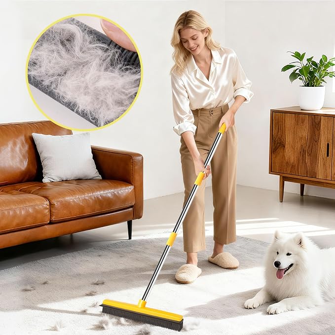 Rubber Broom for Pet Hair Removal, Carpet rake - Image 3