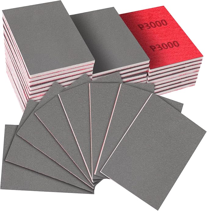 32-Pack 3x4 Inch 3000 Grit Hook & Loop Sanding Sponges by KQCXIKUSA