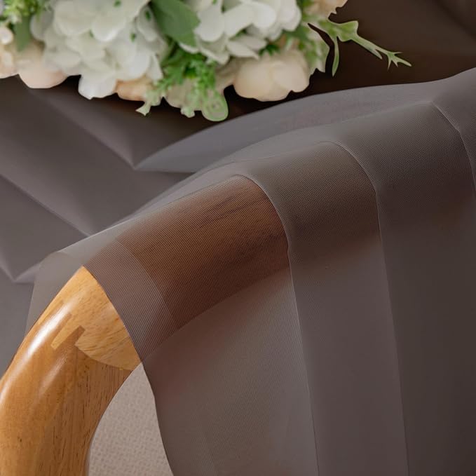 Chyhomenyc Sheer Curtains 63 Inch Length 2 Panels, Light Filtering Rod Pocket - Image 6