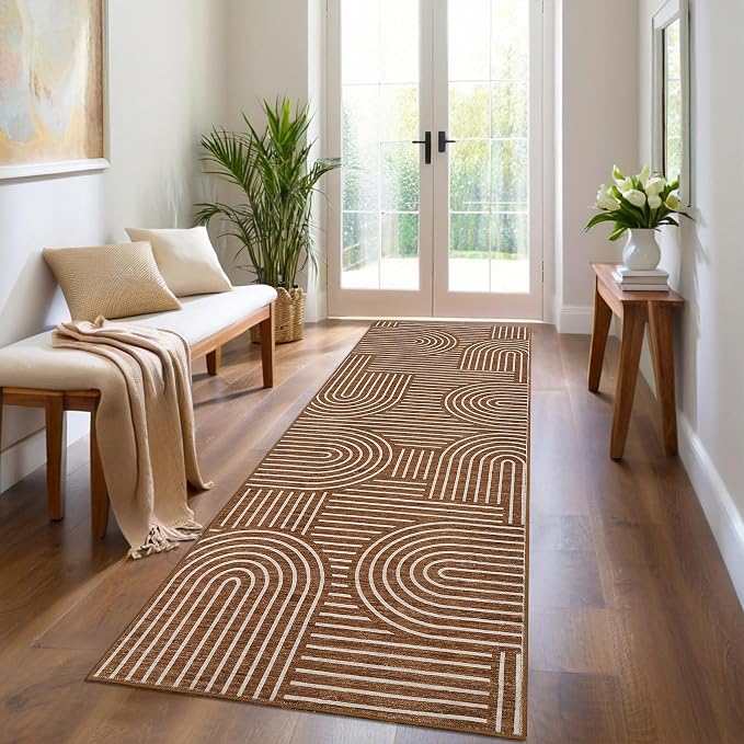 Modern Rug 2.5x10 Runners for Hallways, Abstract Kitchen Runner Rugs Non Slip by ROYHOME