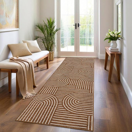 Modern Rug 2.5x10 Runners for Hallways, Abstract Kitchen Runner Rugs Non Slip by ROYHOME