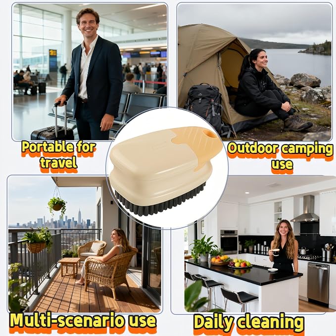 Ergonomic Clothes Soft Bristle Laundry Brush, Milk Yellow, ABS+PBT Material - Image 6