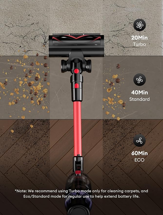 Ultenic Cordless Vacuum Cleaner, 550W/50Kpa, 60Mins Runtime, 180°Bendable Wand - Image 3