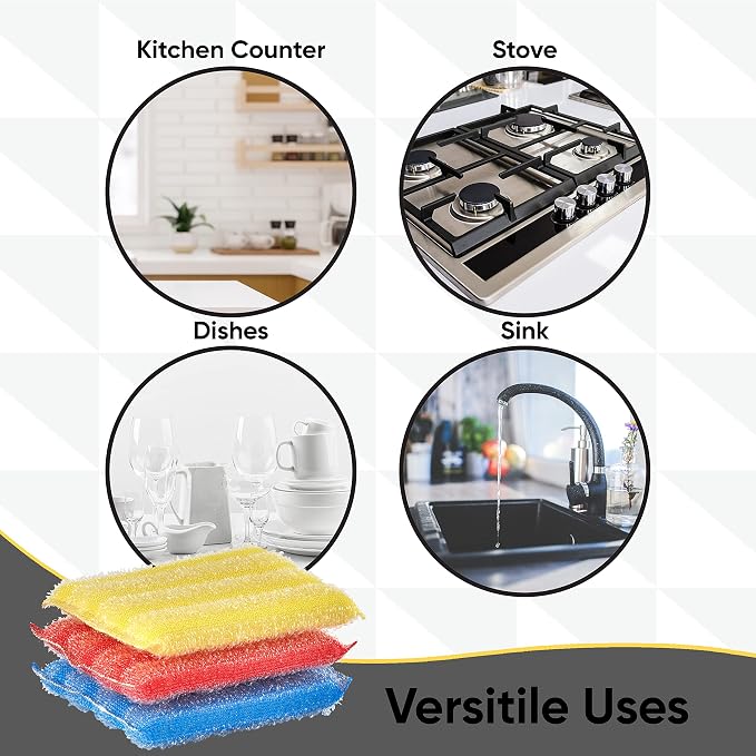 Nylon Kitchen Scrubber, Heavy Duty, Hand Friendly Scouring Sponge - Image 4