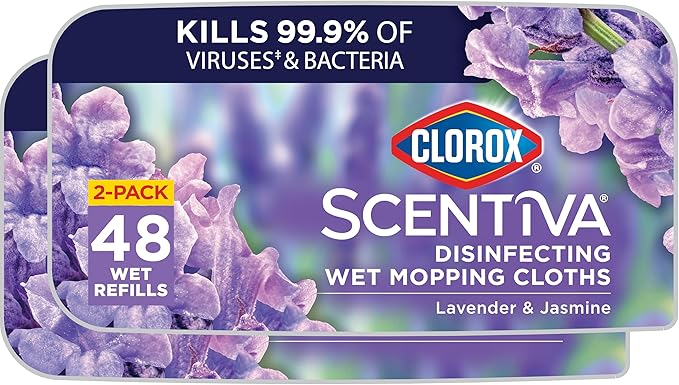 Clorox Scentiva Disinfecting Wet Mop Pad, Disposable Heads, Lavender and Jasmine by Clorox