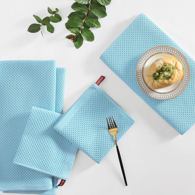 Homaxy 100% Cotton Kitchen Towels and Dishcloths Set, 12 x 12 Inches and 13 x - Image 6