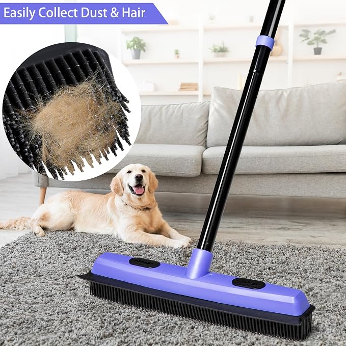 Carpet Brush for Pet Hair Remover, Rubber Broom for Pet Hair on Carpet - Image 6