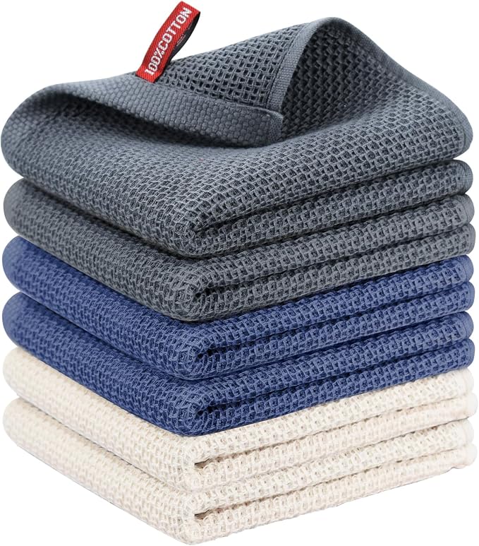Nialnant 6 Pack Kitchen Towels, Soft Absorbent Quick Drying Dish Cloths by Nialnant