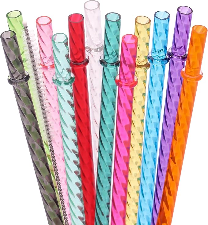 Dakoufish 11 Inch Reusable Plastic Swirl Drinking Straws by Dakoufish