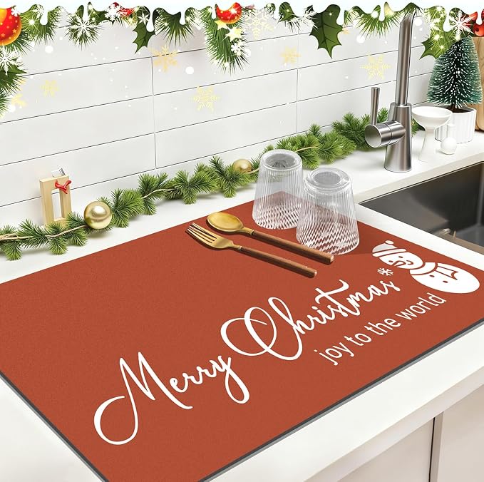 Findosom Christmas Dish Drying Mat, Hide Stain Drying Mat - Image 7
