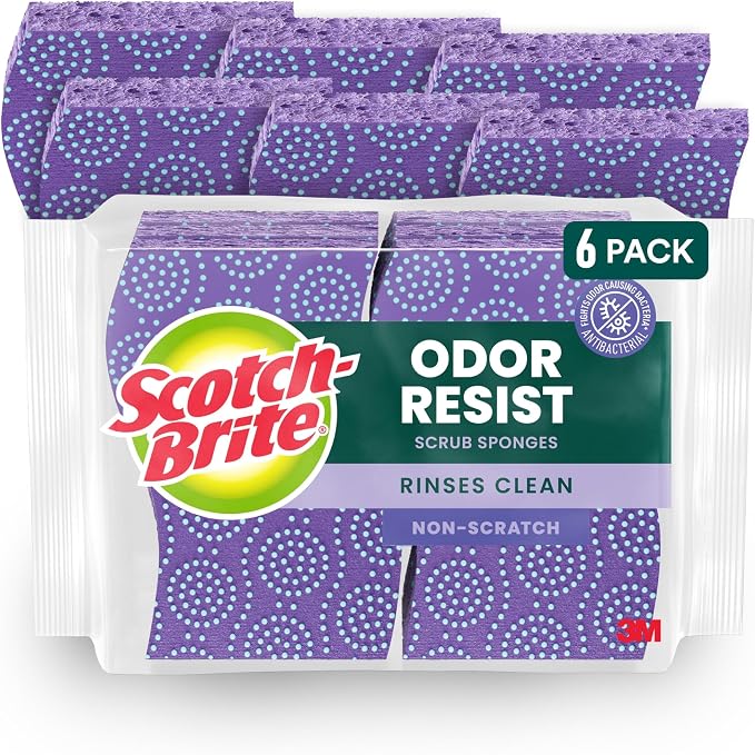 Scotch-Brite Odor Resist Non-Scratch Scrub Sponge, Dishwasher-Safe Kitchen by Scotch-Brite