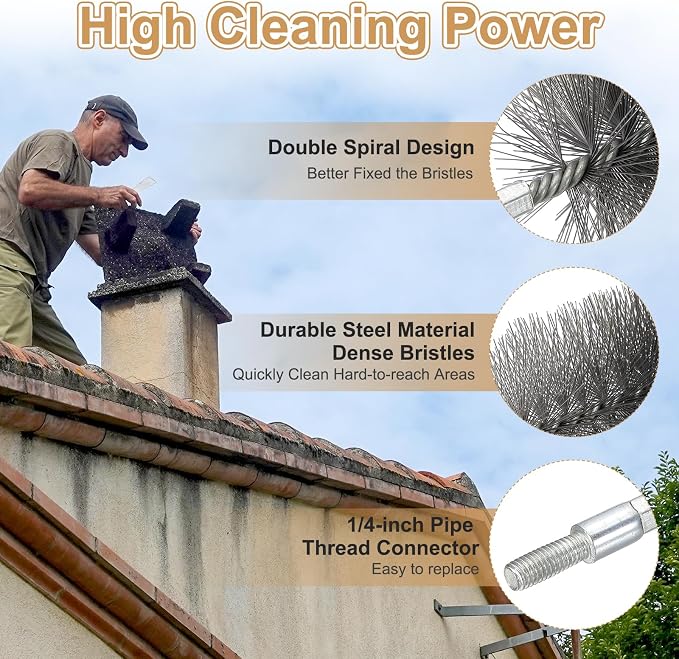 PATIKIL 11" Wire Chimney Cleaning Brush, Steel Round Chimney Sweep Brush - Image 3