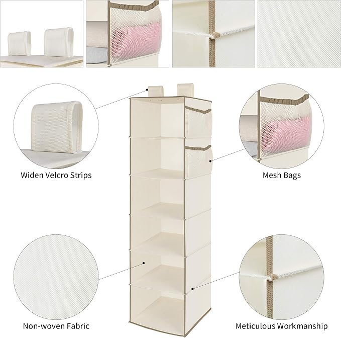 MAX Houser 6 Tier Shelf Hanging Closet Organizer, Closet Hanging Shelf - Image 4