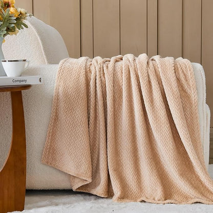 NEWCOSPLAY Super Soft Twin Blanket Brown Premium Silky Flannel Fleece Leaves Pattern Lightweight Bed Blanket All Season Use (Brown, Twin(60"x80"))