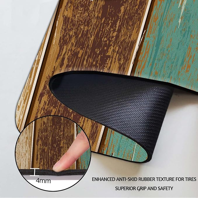 MCALK Teal Dish Drying Mat for Kitchen Counter, Wood Pattern Dish Drying Pad - Image 5