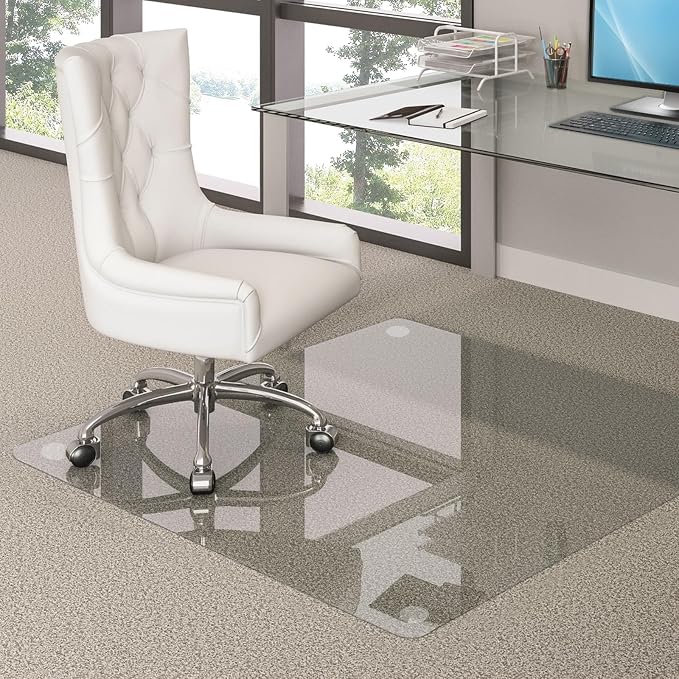 48"x31" Tempered Glass Chair Mat, Heavy Duty Glass Office Floor Mat by VSAR+House