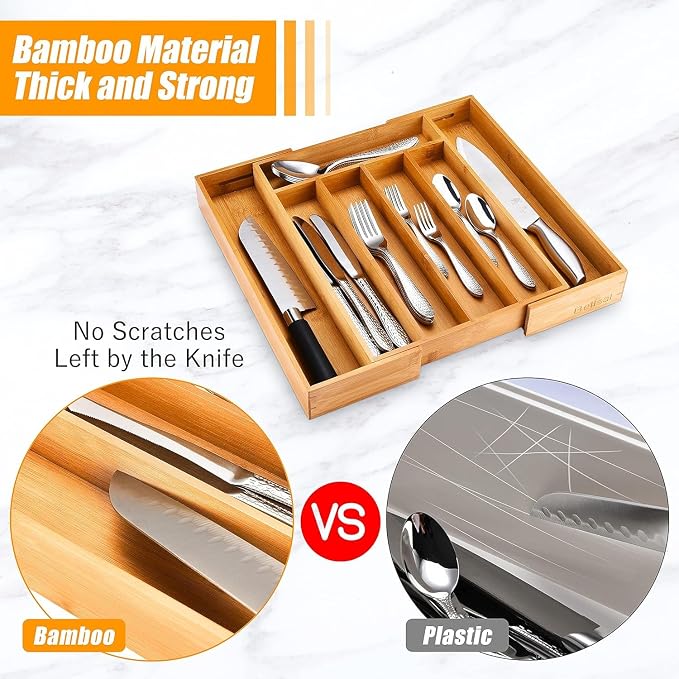 Kitchen Silverware Drawer Organizer and Storage Flatware Cutlery Utensil Holder - Image 5