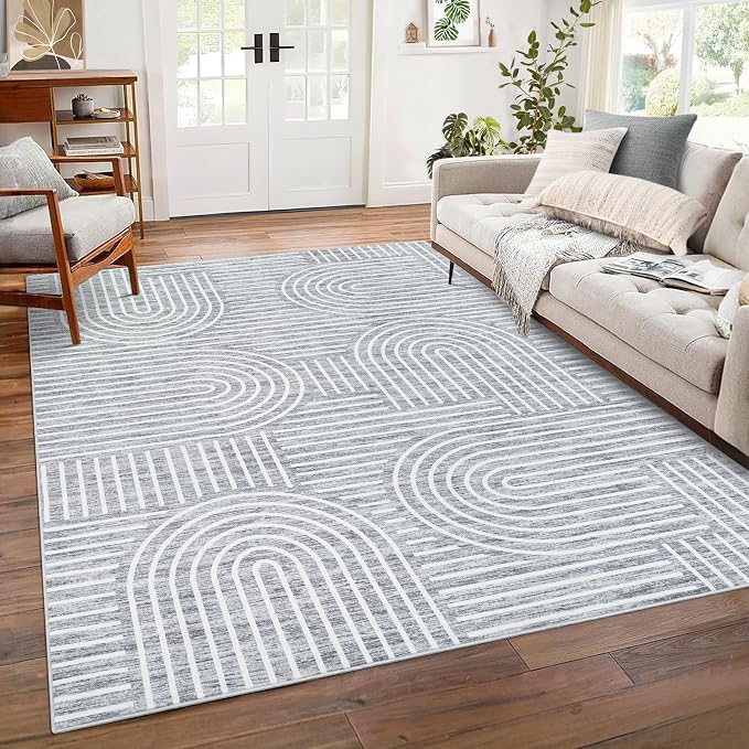 Washable Rug 5x7 Area Rugs for Living Room, Abstract Rug for Bedroom, Soft by ROYHOME