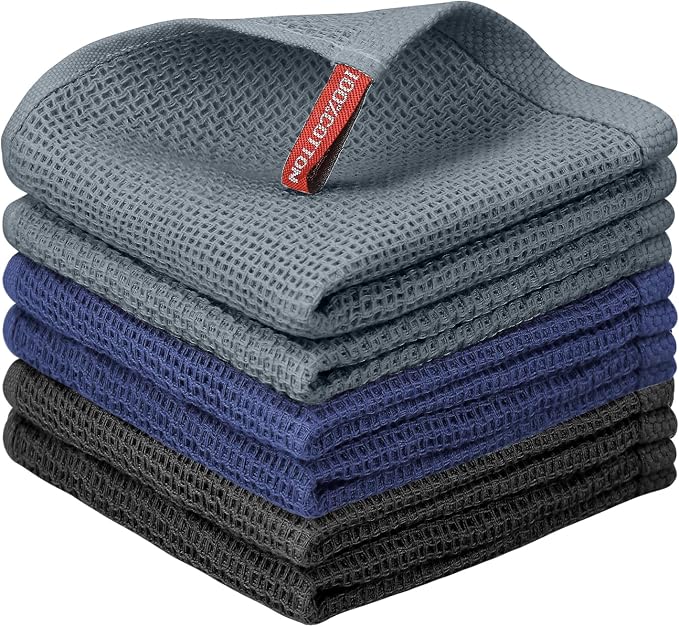 Nialnant Grey 6 Pack Dish Cloths, 100% Cotton Dish Towels by Nialnant