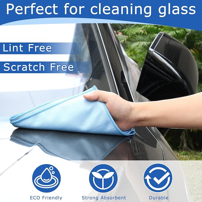 iDeaology 10 Pack XL Streak Free Premium Microfiber Glass Cleaning Cloth - Image 3